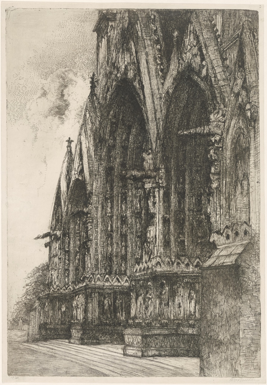 Kathedraal in Reims, zijaanzicht westportaal