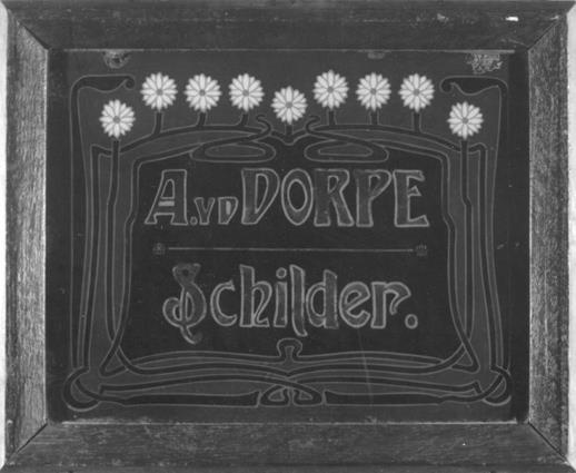 Naambord van de schilder A. v.d. Dorpe
