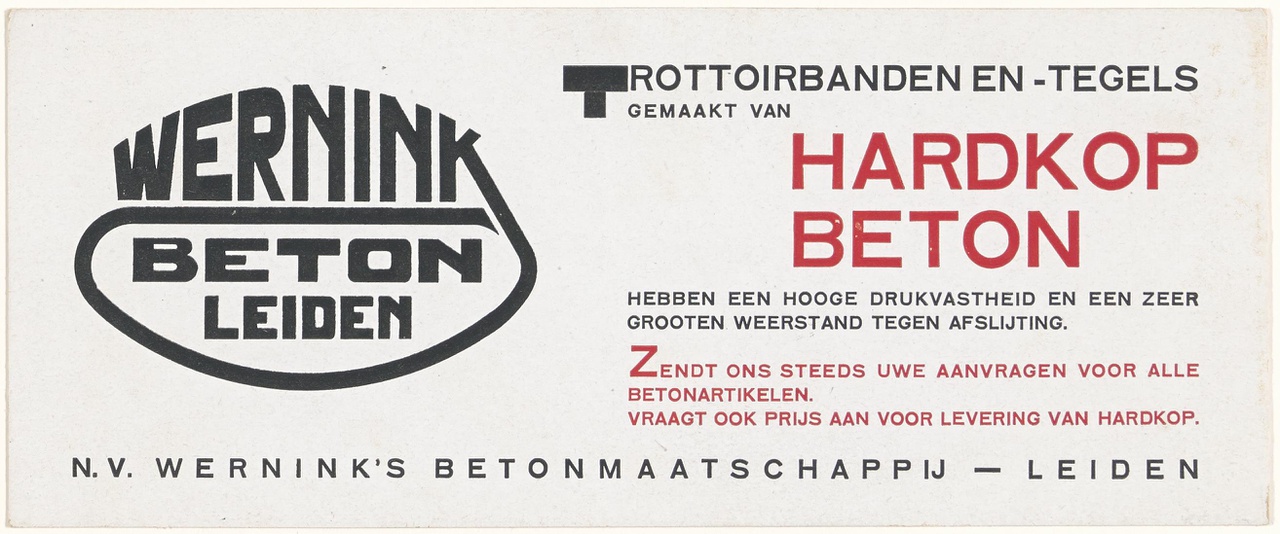 Advertentie voor Betonmij. Wernink, Leiden