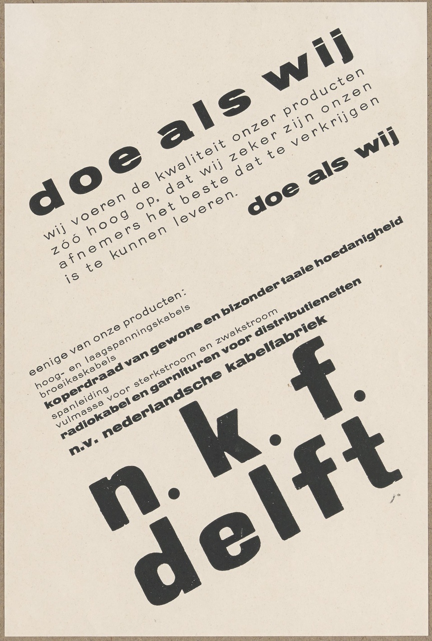 Advertentie van de Nederlandse Kabelfabriek (NKF), Delft