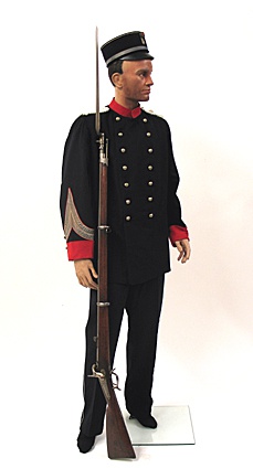 Uniform en geweer van een sergeant-majoor van de Utrechtse schutterij