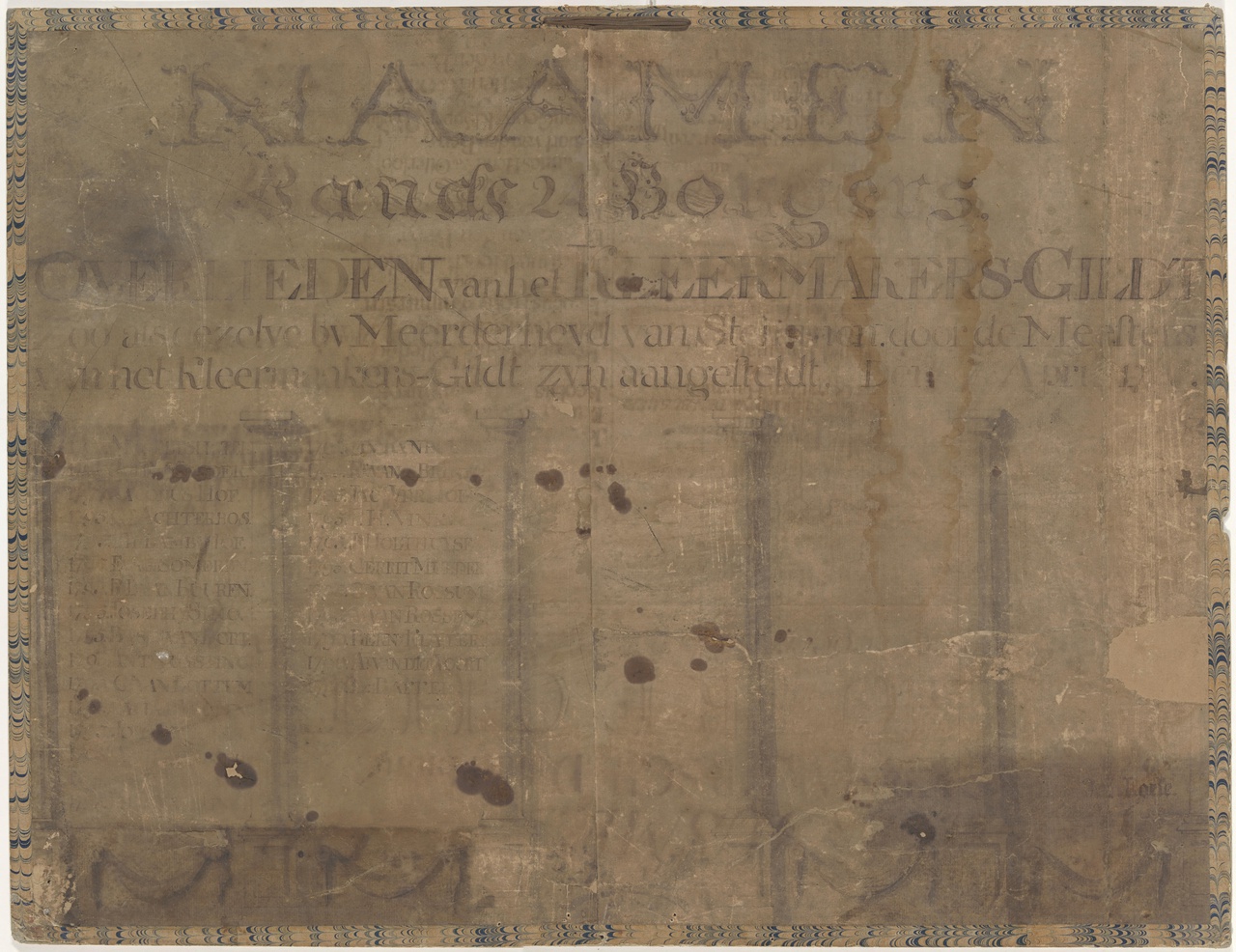 Naambord van de 27 overlieden van het Kleermakersgilde in 1795 en 1796