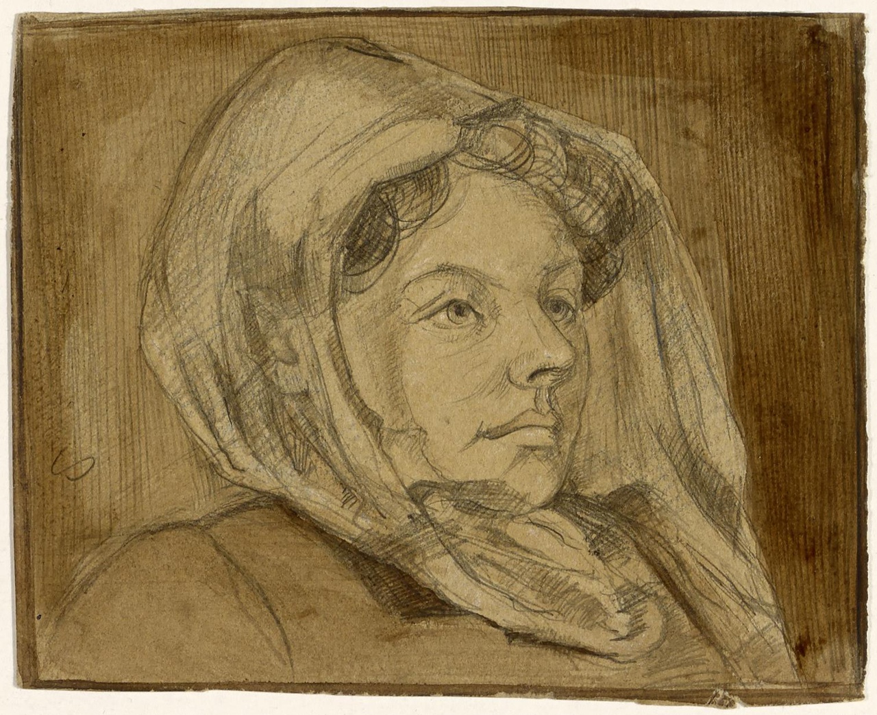 Portret van Agnita Feis met sluier