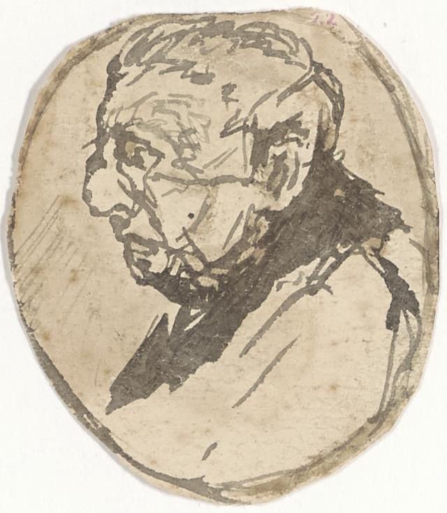 Portret van een oude man en profil