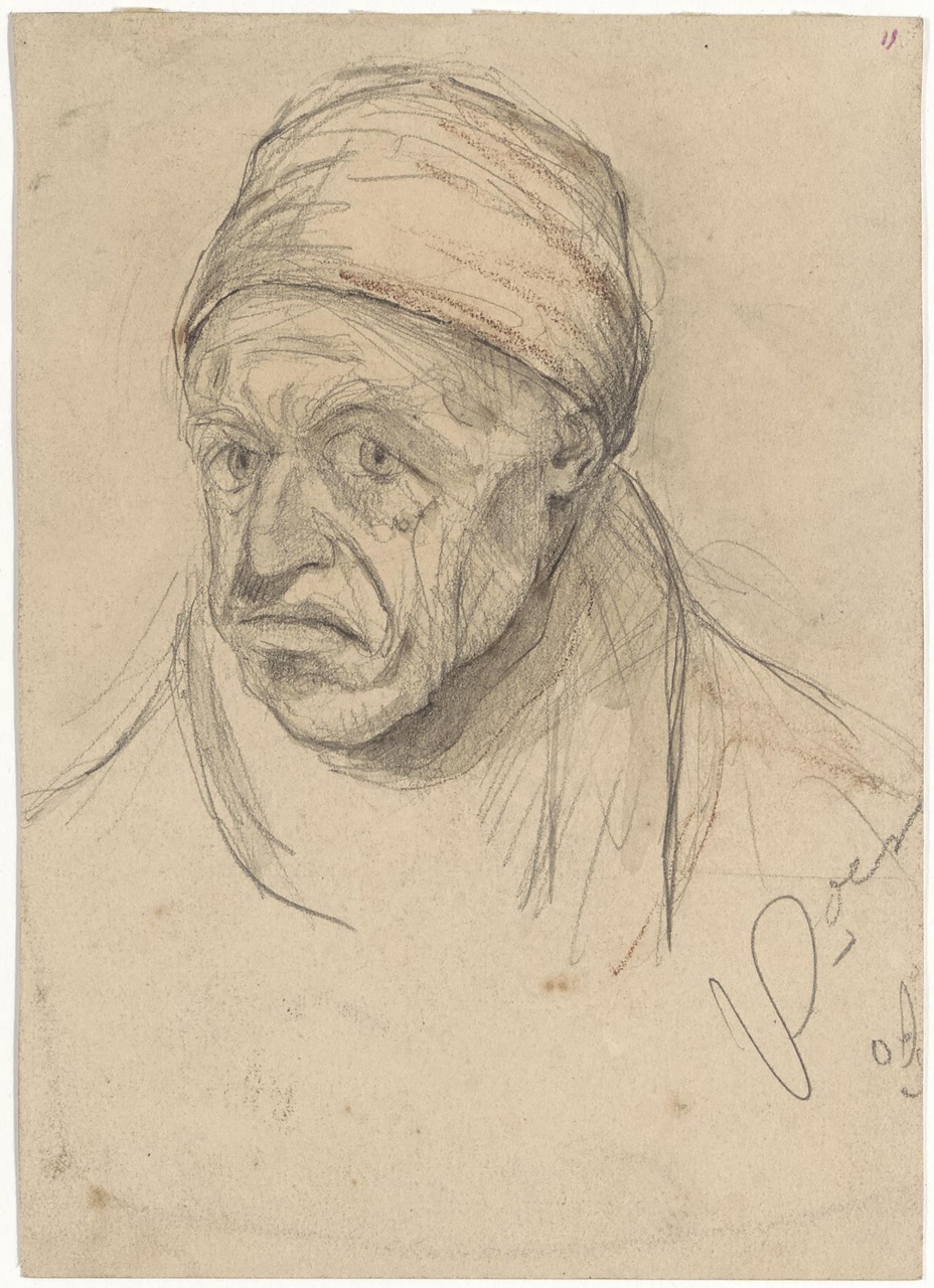 Portret van een oude man met muts