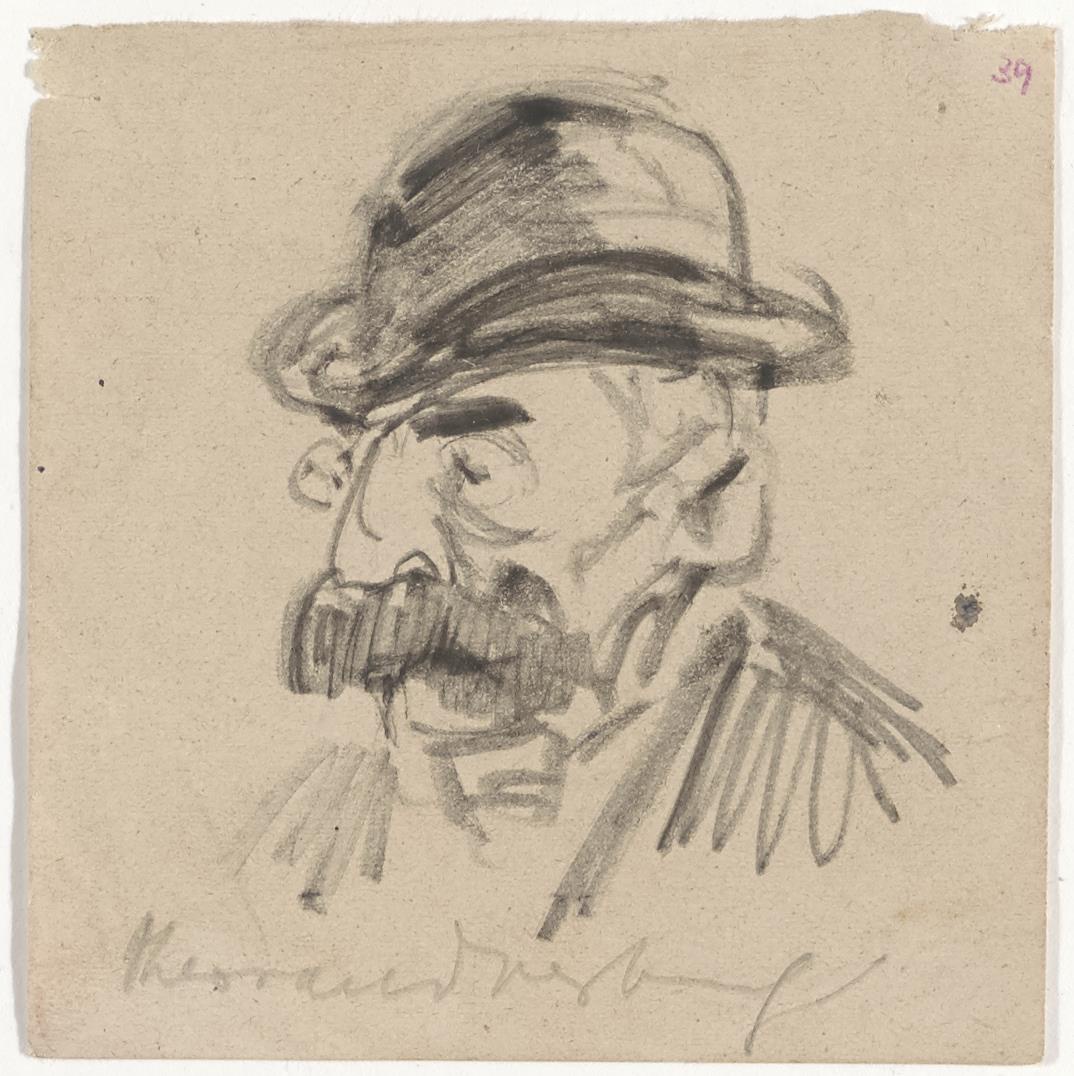 Portret van een man met snor en hoed