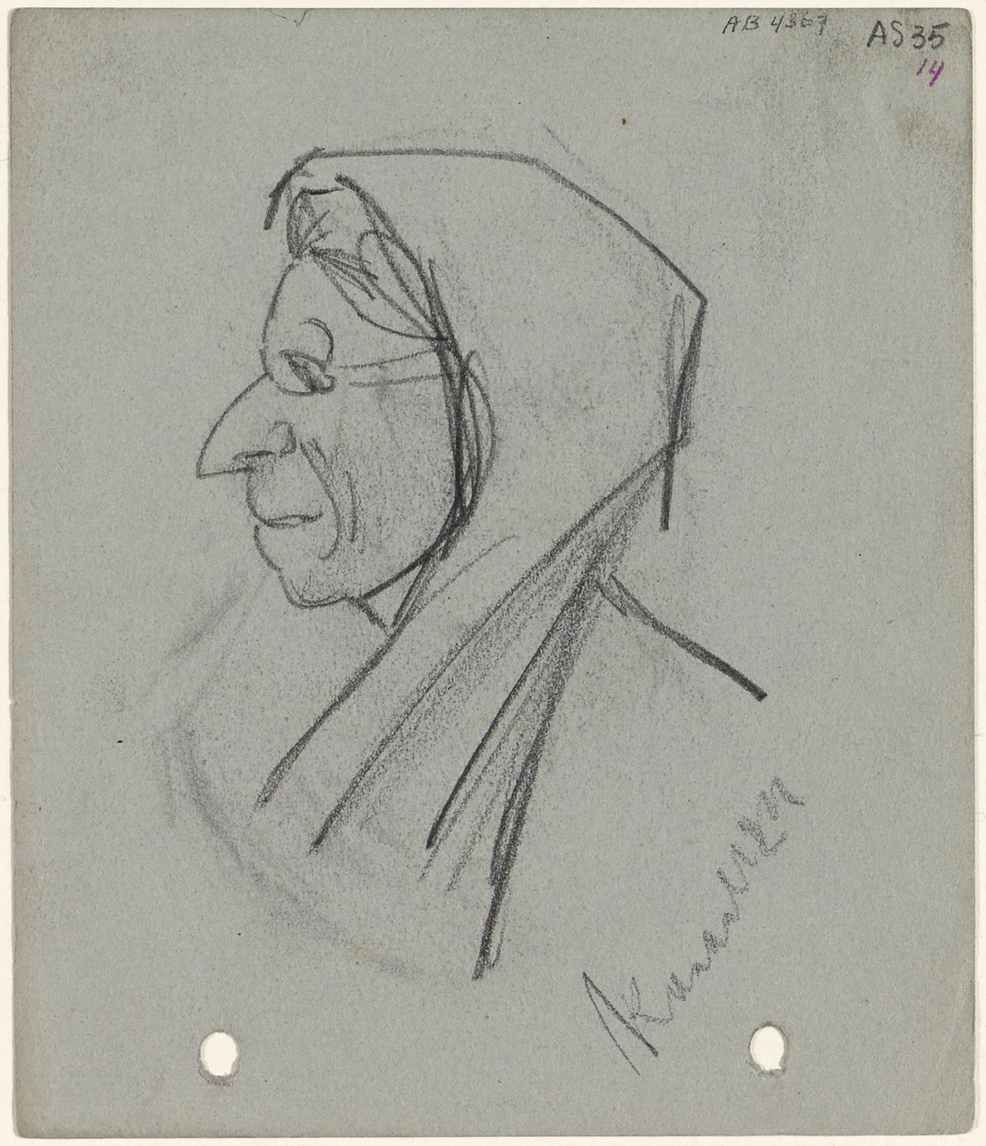 Vrouw met hoofddoek (karikatuur)