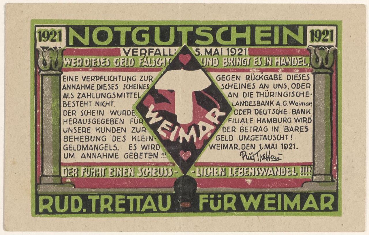 Toegangsbewijs, voorbeeld van een waardebon voor
Gutschein für Weimar