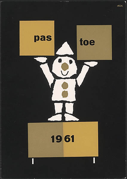 nieuwjaarswens met als tekst: 'Pastoe 1961',  van Pastoe meubelen