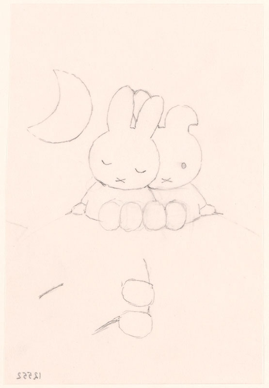 hangoor [maan en hangoor en nijntje zitten naast elkaar met hun benen vooruit, niet opgenomen in het kinderboek]