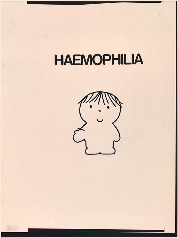 haemophilia, (factor VIII of IX); affiche ter bevordering van het leren leven met hemofilie (bloedziekte), in opdracht van The Royal Victoria Infirmary in Newcastle upon Tyne [aangetroffen in een doos met de titel: 'affiches', jongen met naald in arm]