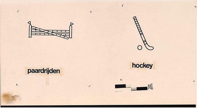 sportboek [hockeystick en bal met tekst op p. 6; hindernis met tekst op p. 16]
