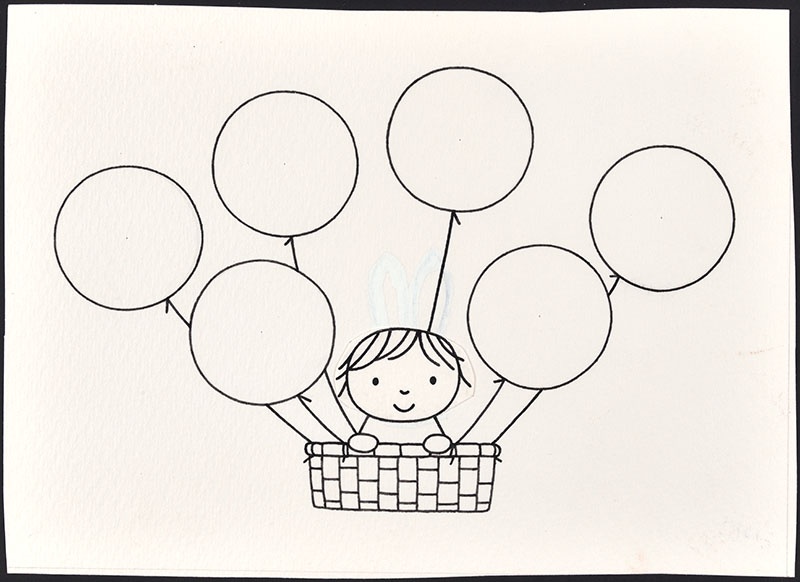 meisje in een mand aan ballonnen [niet gebonden aan een boekje]