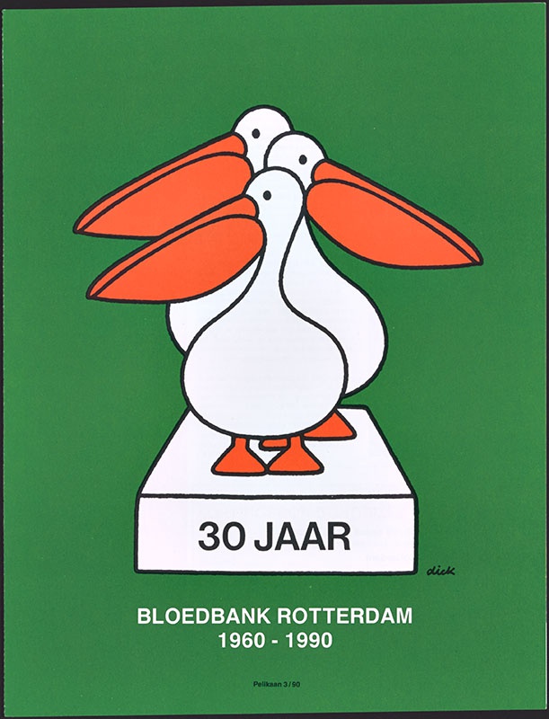 jubileumnummer van 'de pelikaan' het tijdschrift van de Bloedbank in Rotterdam, ter gelegenheid van het 30 jarig bestaan van de Bloedbank, in opdracht van de Stichting Rode Kruis Bloedbank in Rotterdam
