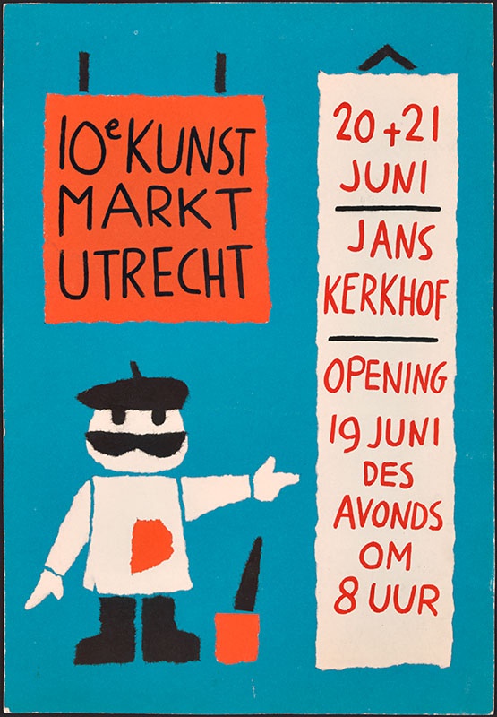 aankondigingsaffiche voor de 10e Kunstmarkt 1962