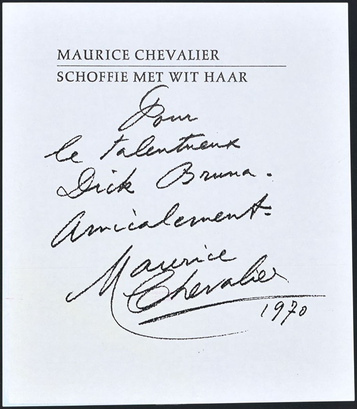 kopie van een ingekomen brief bij Dick Bruna van Maurice Chevalier