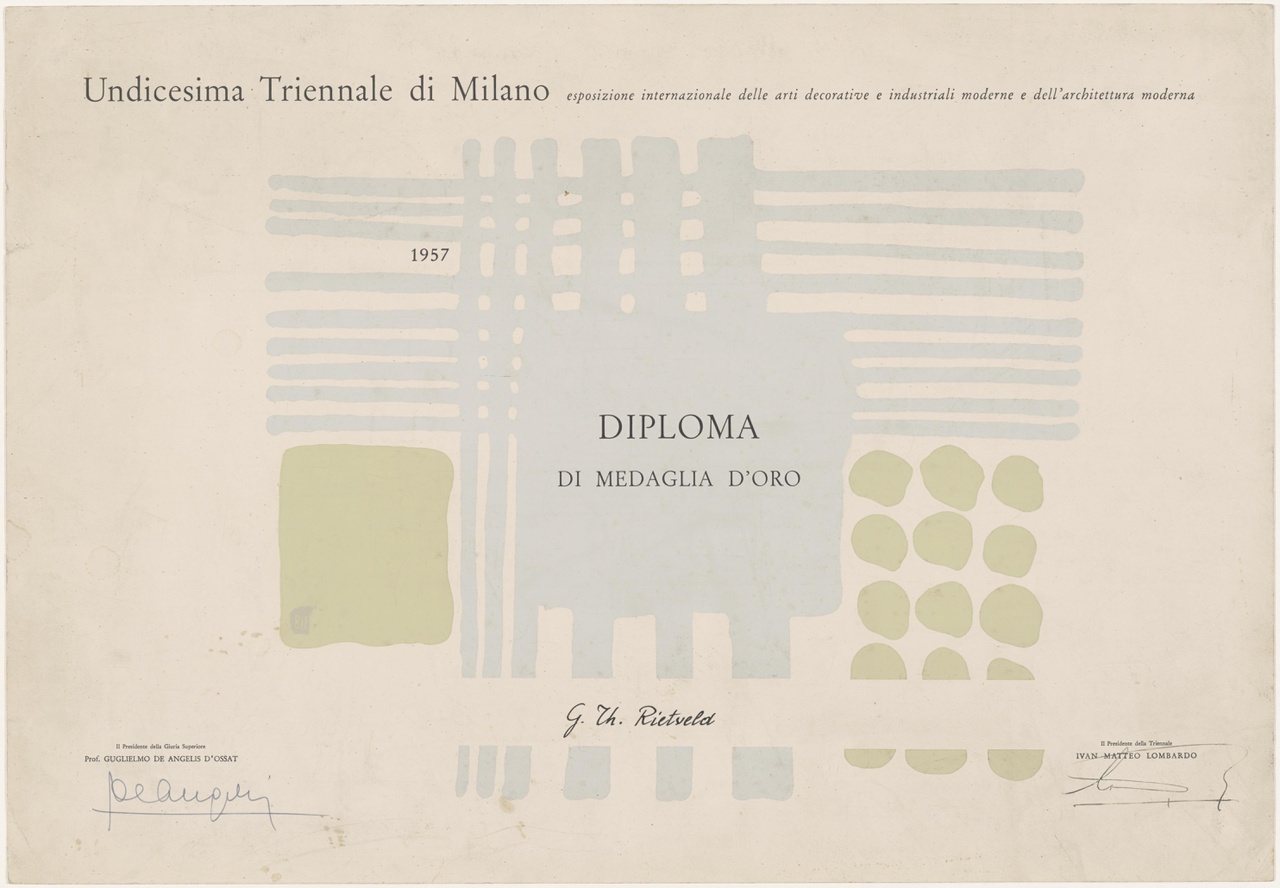 Diploma di Medaglia D'Oro, van de Undicesima Triennale di Milano