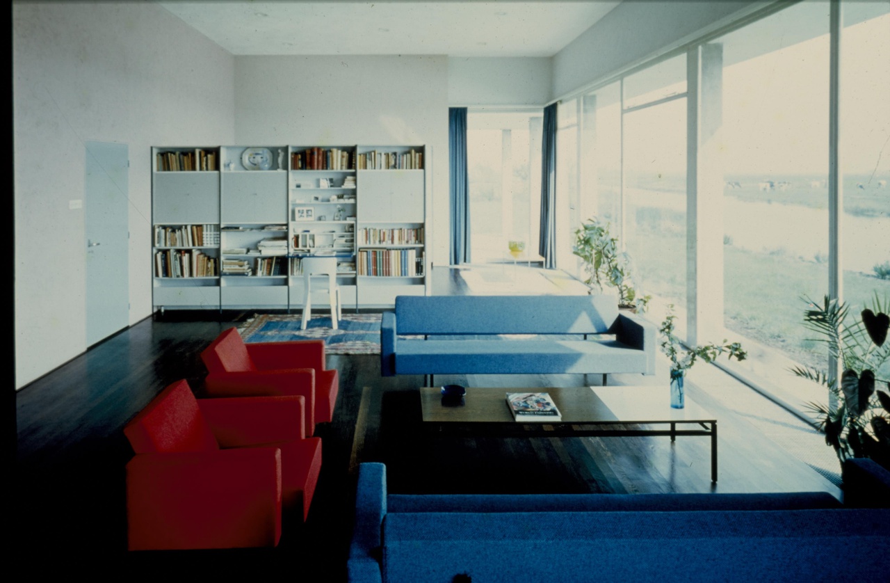 Afbeelding van woning Van den Doel, ca.1958, interieur woonkamer