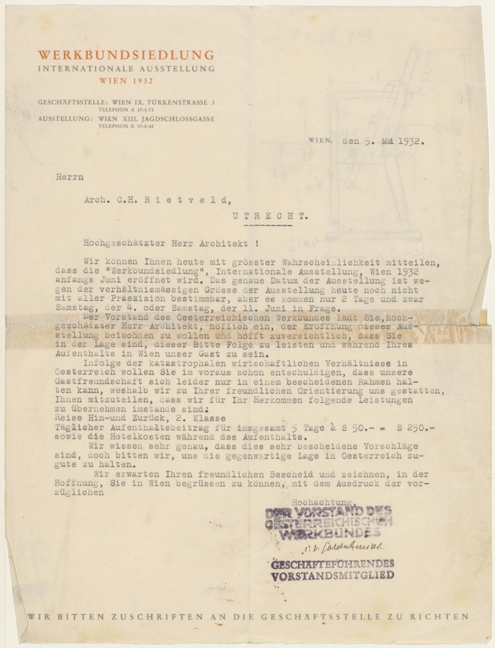 Brief van Goldenschmidt aan G. Rietveld