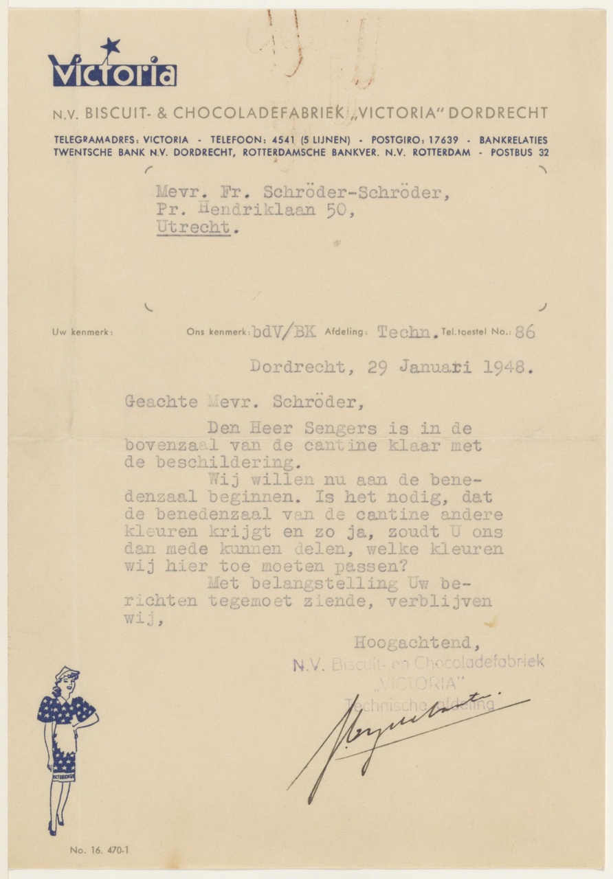 Brief van bij de Vaaten / N.V. Victoria aan T. Schröder