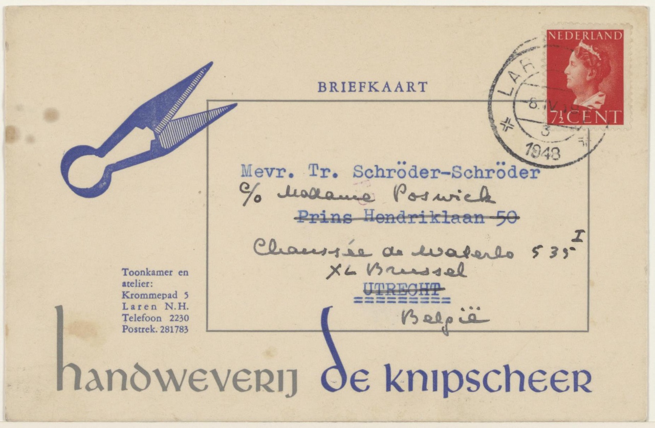 Briefkaart van De Knipscheer aan T. Schröder