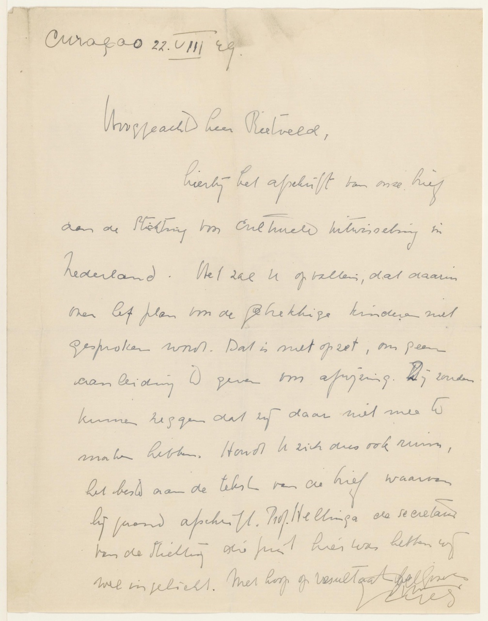 Brief van Ch. Engels aan G. Rietveld