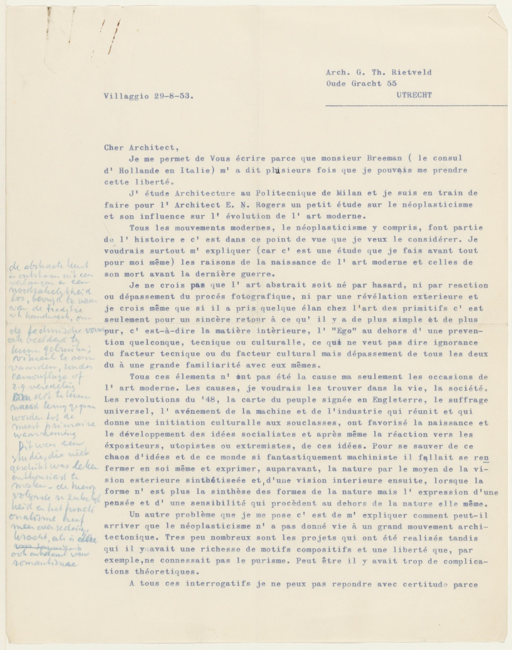 Brief van A. Scarzella aan G. Rietveld