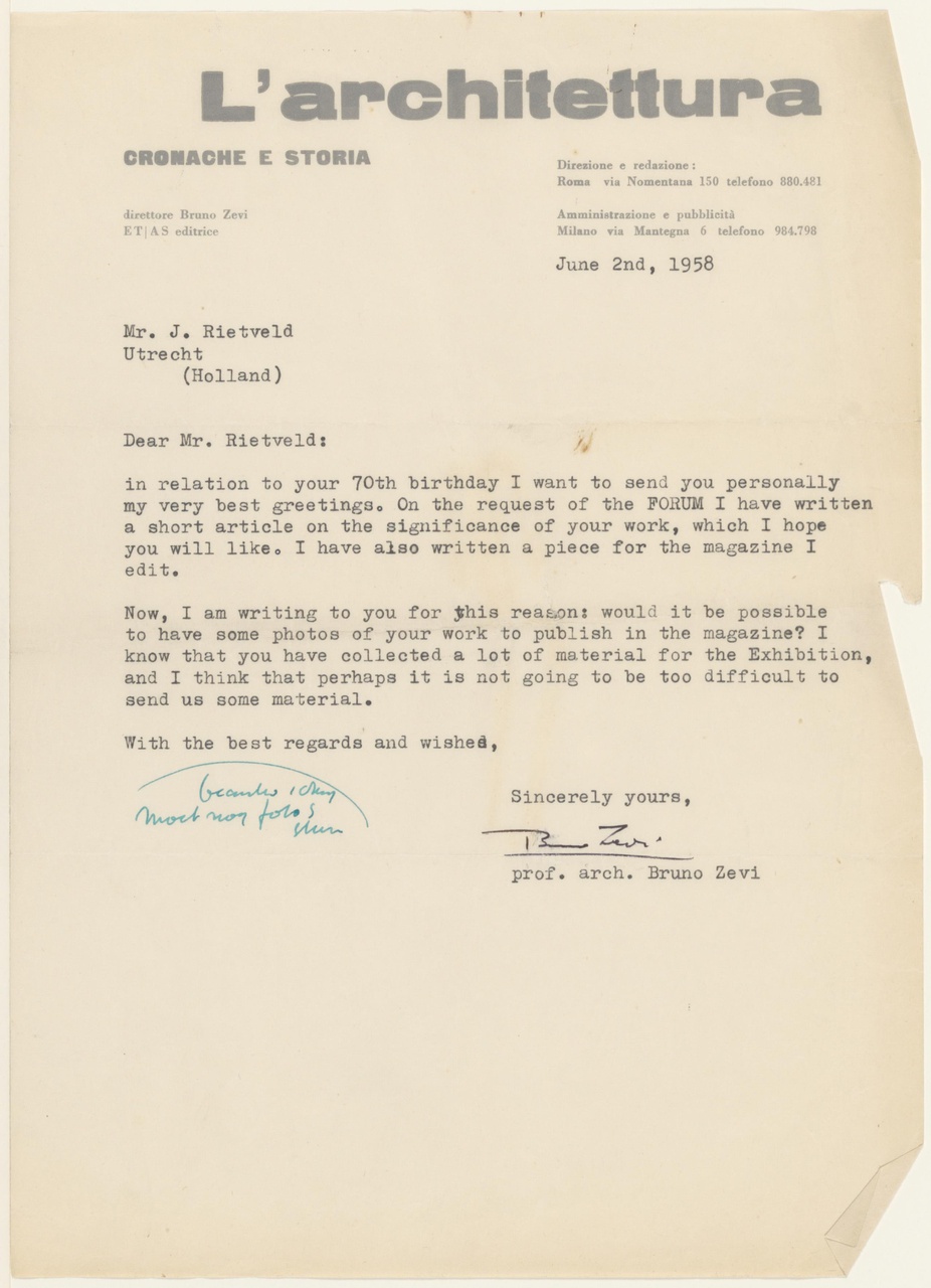 Brief van Br. Zevi aan G. Rietveld