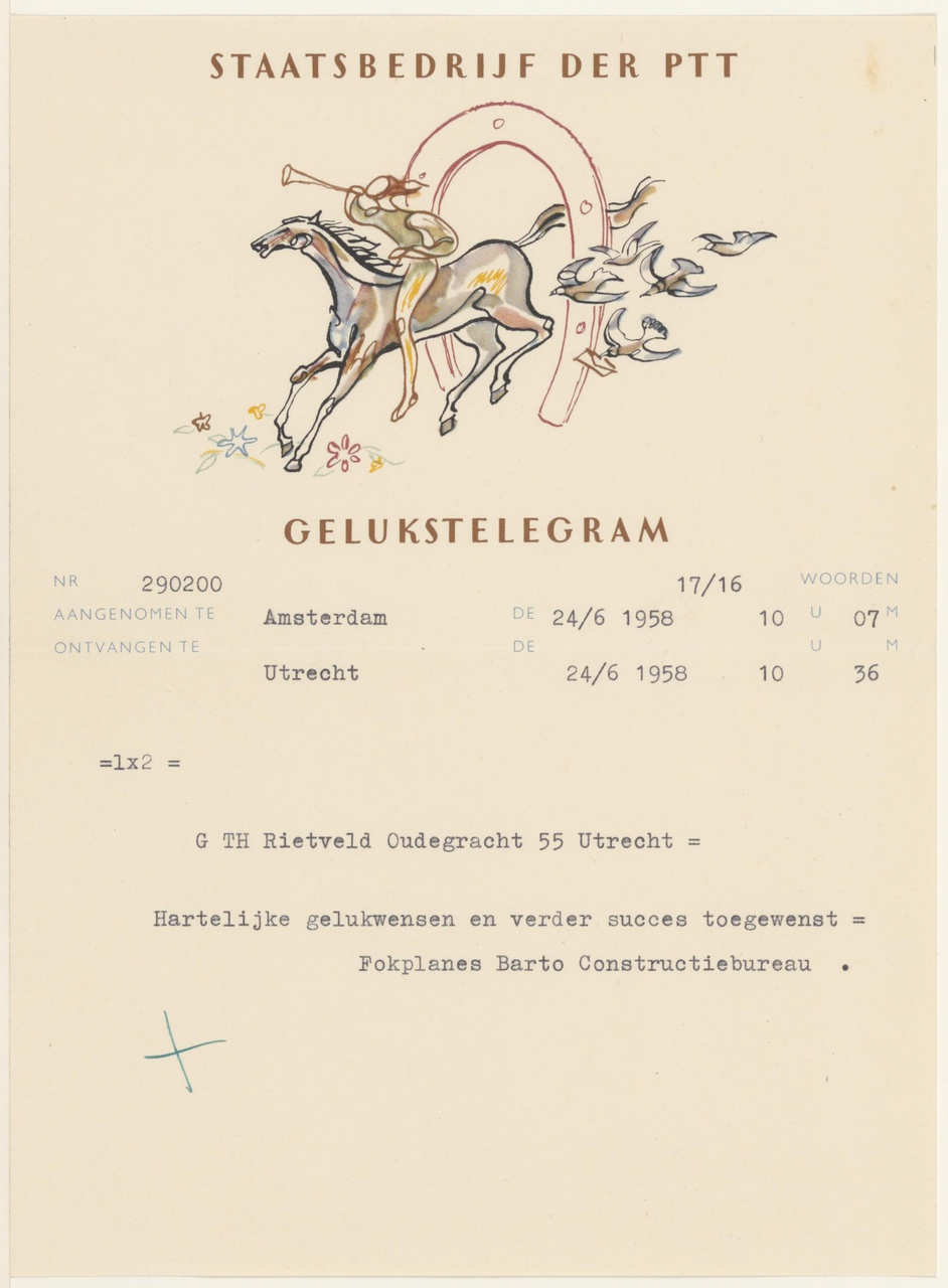 telegram van C. Fokplanes Barto aan G. Rietveld
