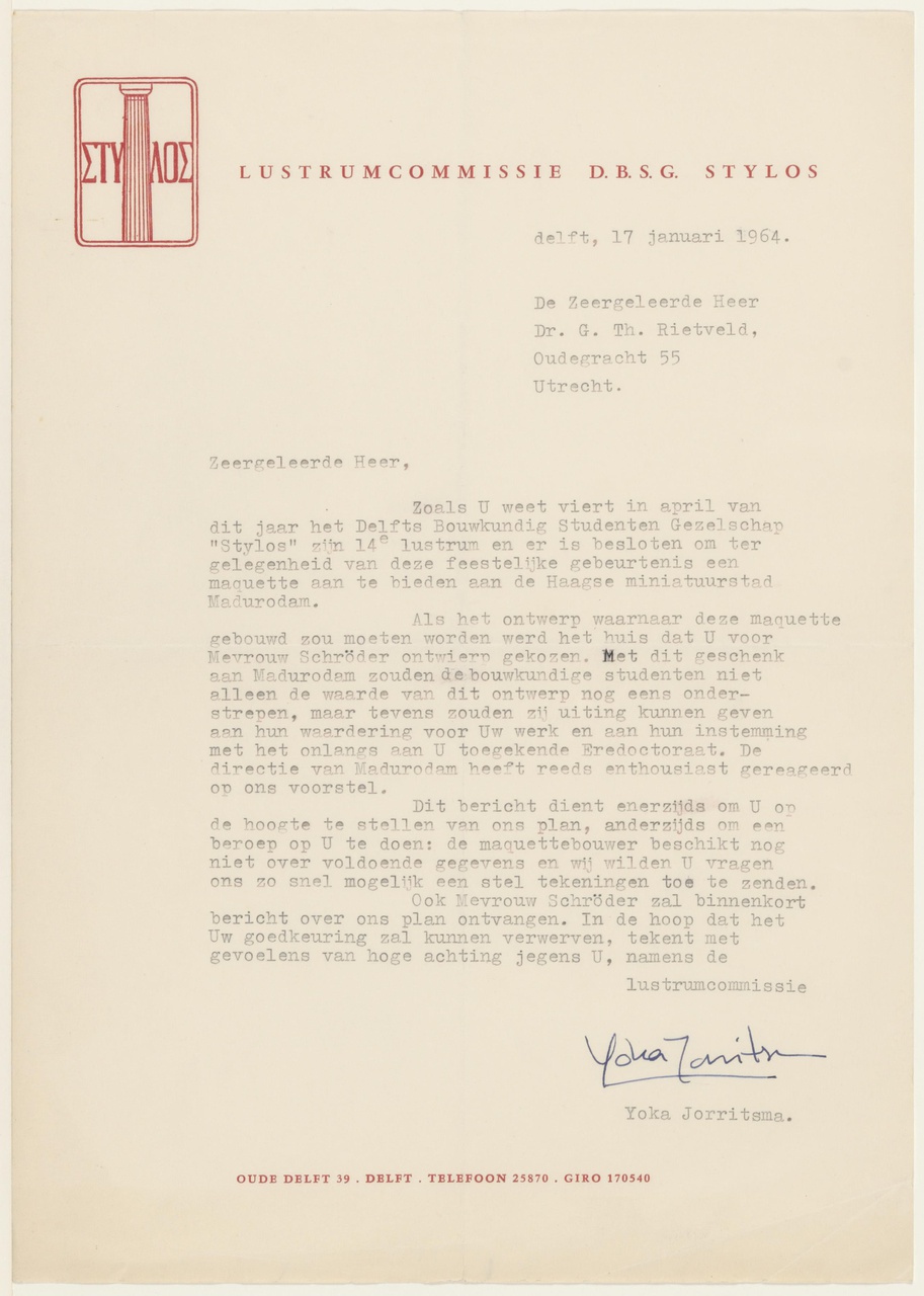 Brief van Y. Jorritsma aan G. Rietveld