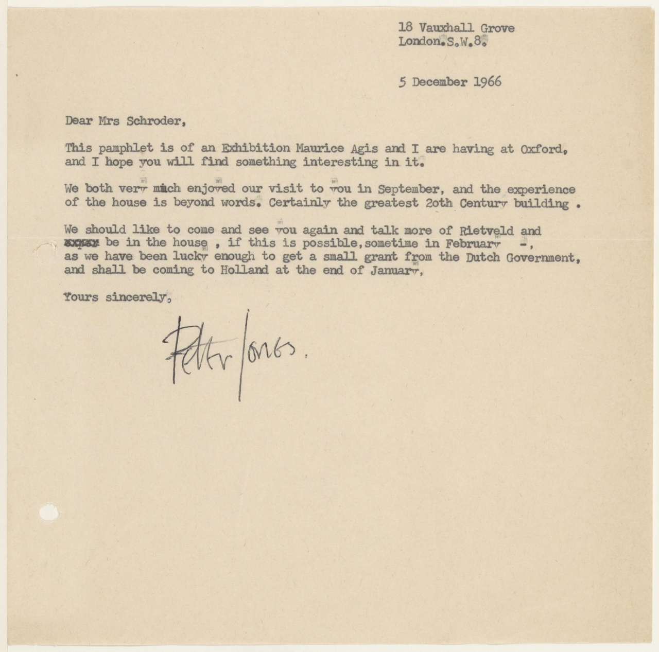 Brief van P. Jones aan T. Schröder