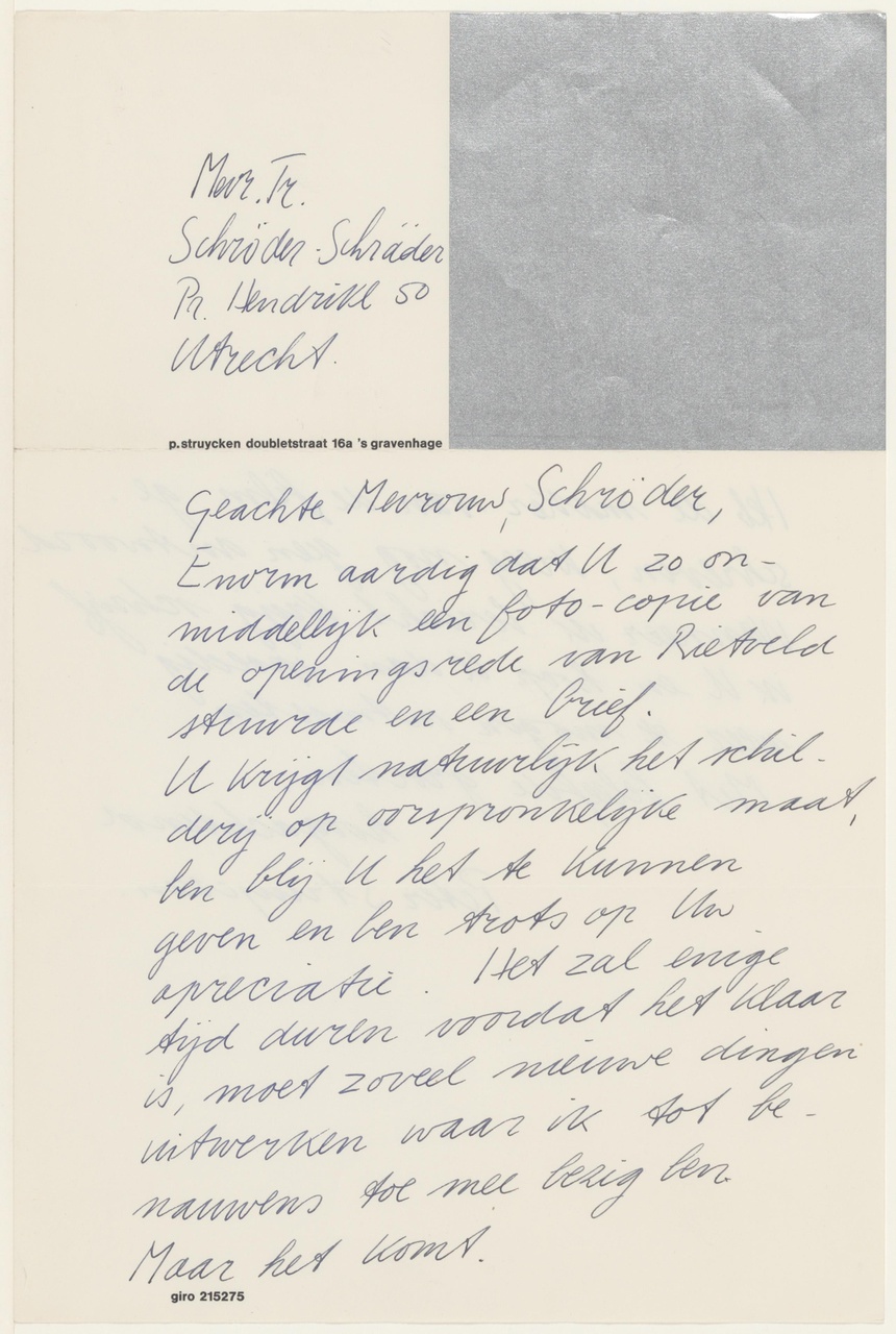 Brief van P. Struyken aan T. Schröder