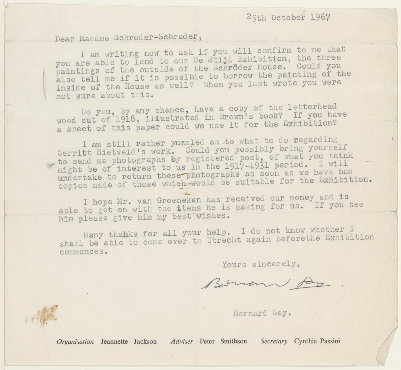 Brief van B. Gay aan T. Schröder