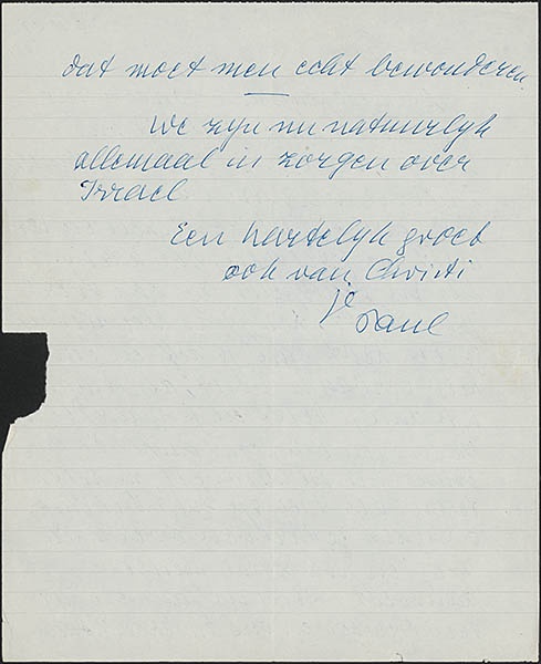 Brief van Paul aan Truus Schröder