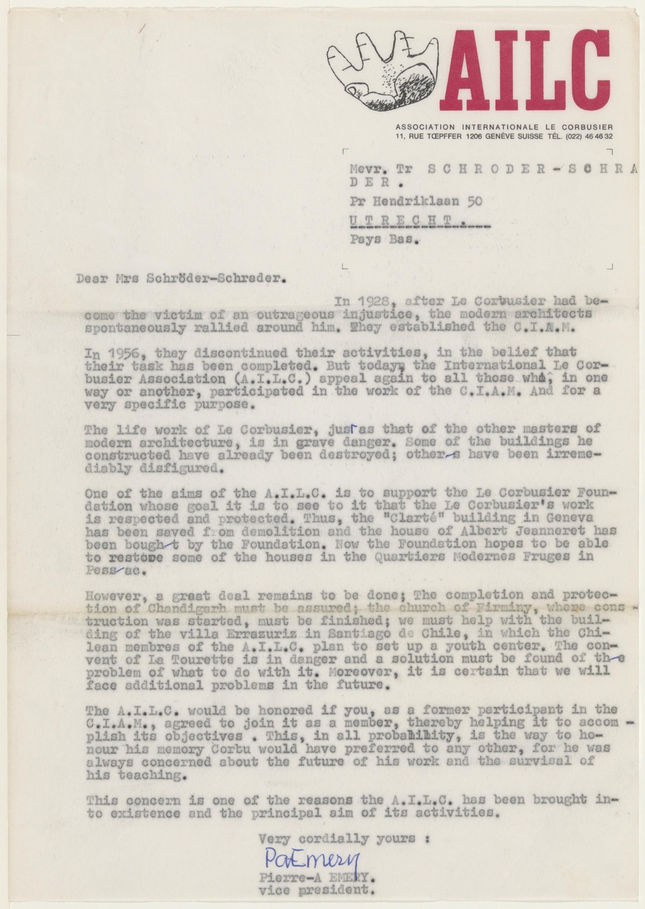 Brief van P.A. Emery / AILC aan T. Schröder