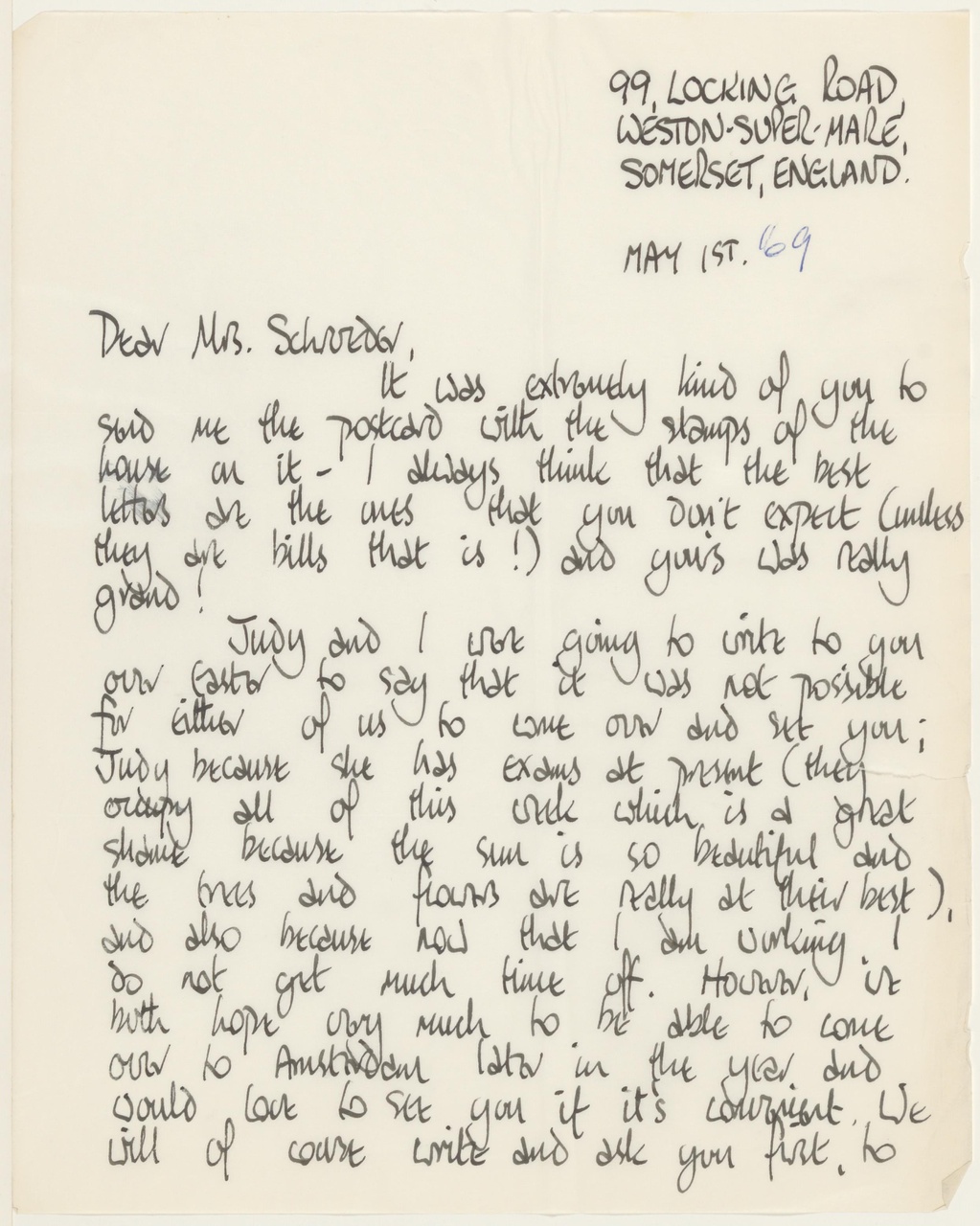 Brief van G. Layne aan T. Schröder