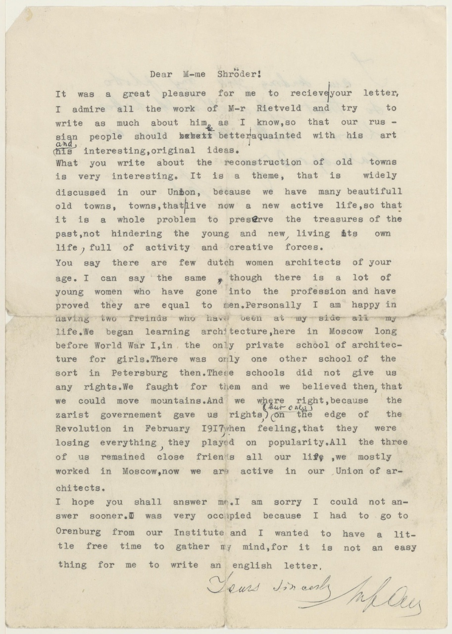 Brief van N.L. Kracheninnikova aan T. Schröder