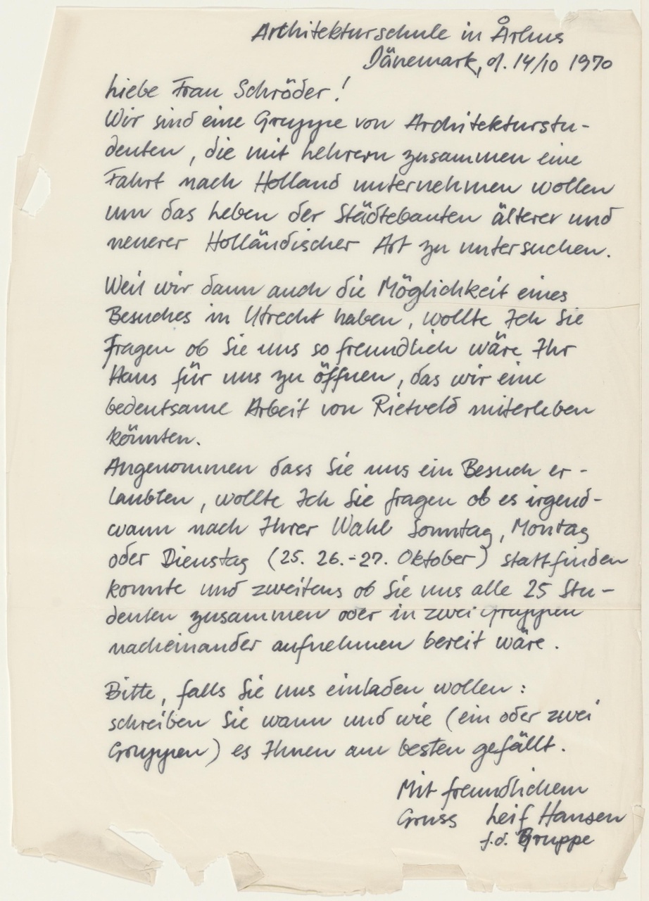 Brief van L. Hansen aan T. Schröder