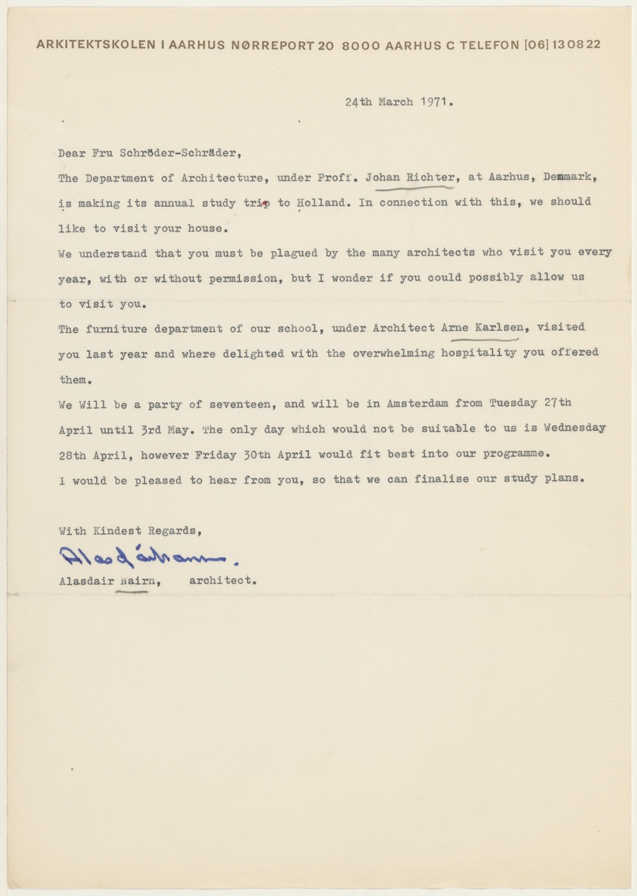 Brief van A. Nairn aan T. Schröder