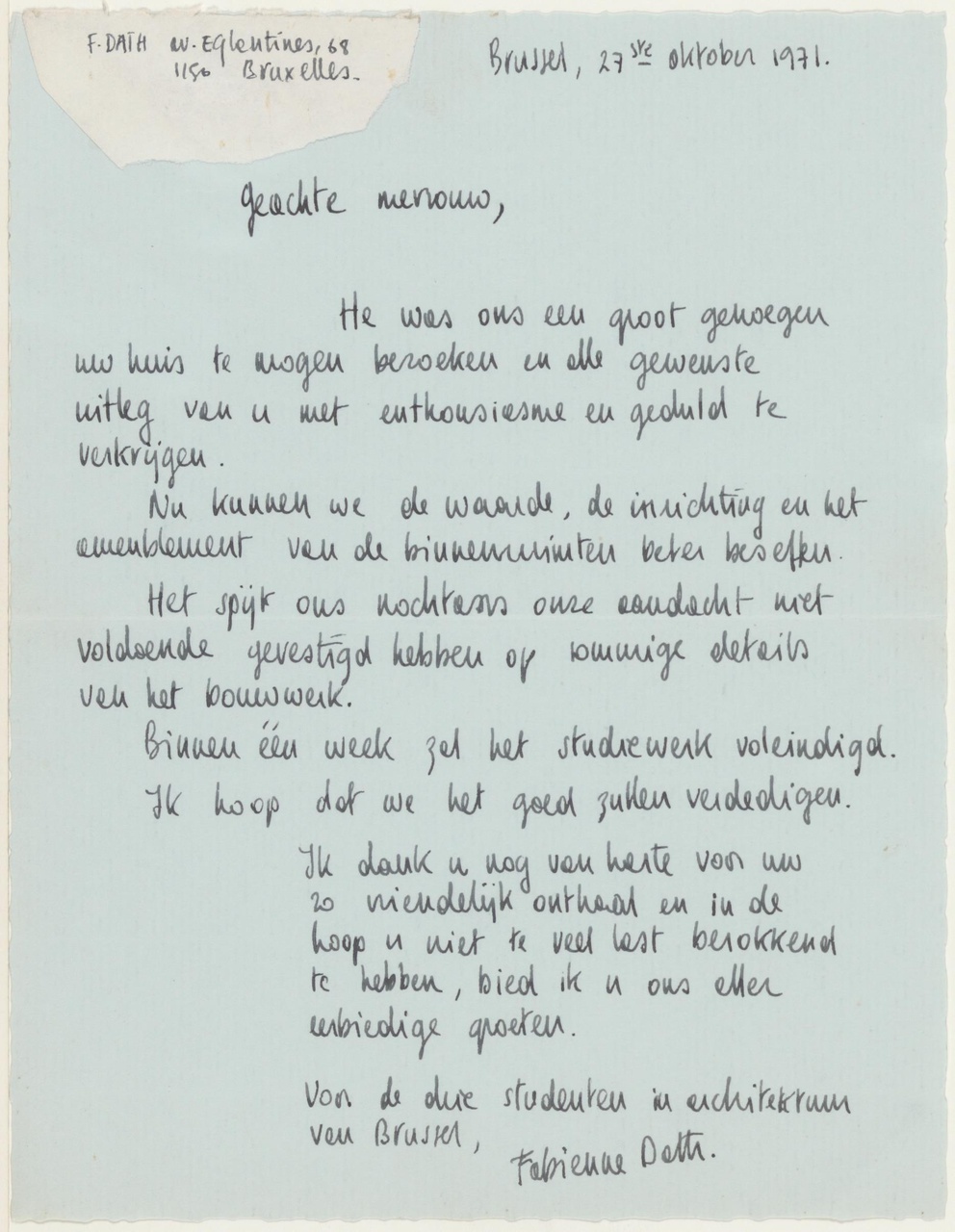 Brief van F. Dath aan T. Schröder