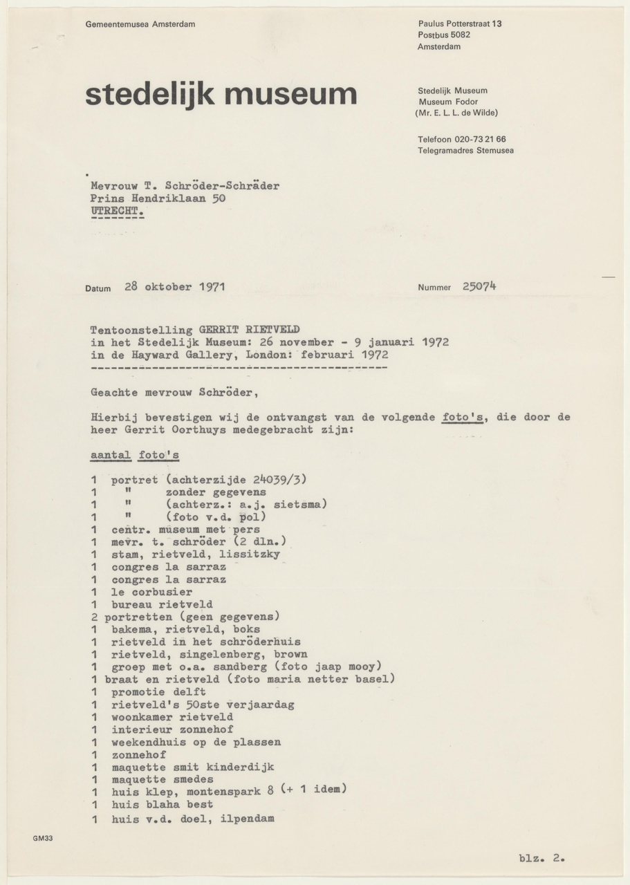Brief van W. Bertheux (SMA) aan T. Schröder