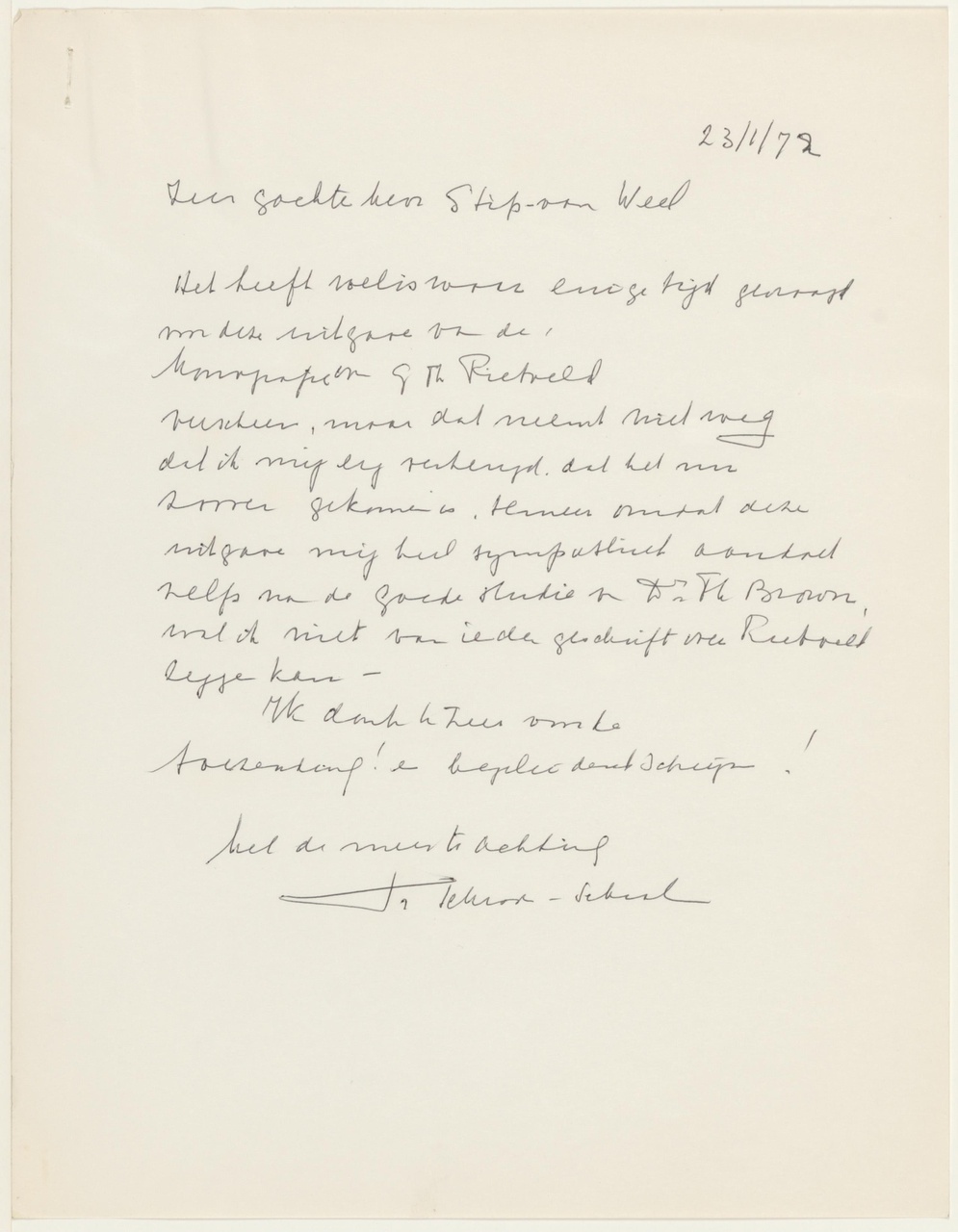 Brief van T. Schröder aan G.P. Stips-van Weel