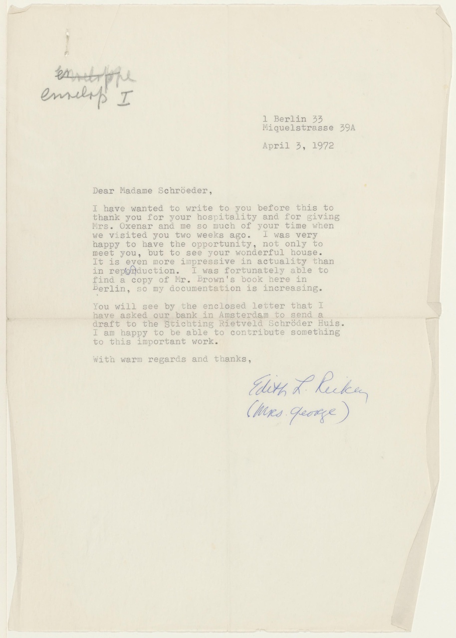 Brief van E. Rickey aan T. Schröder
