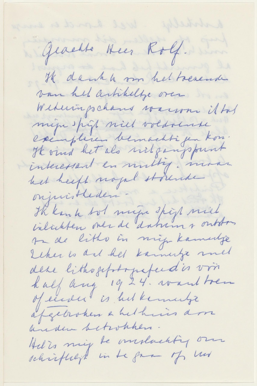 Brief van T. Schröder aan R. Rolf