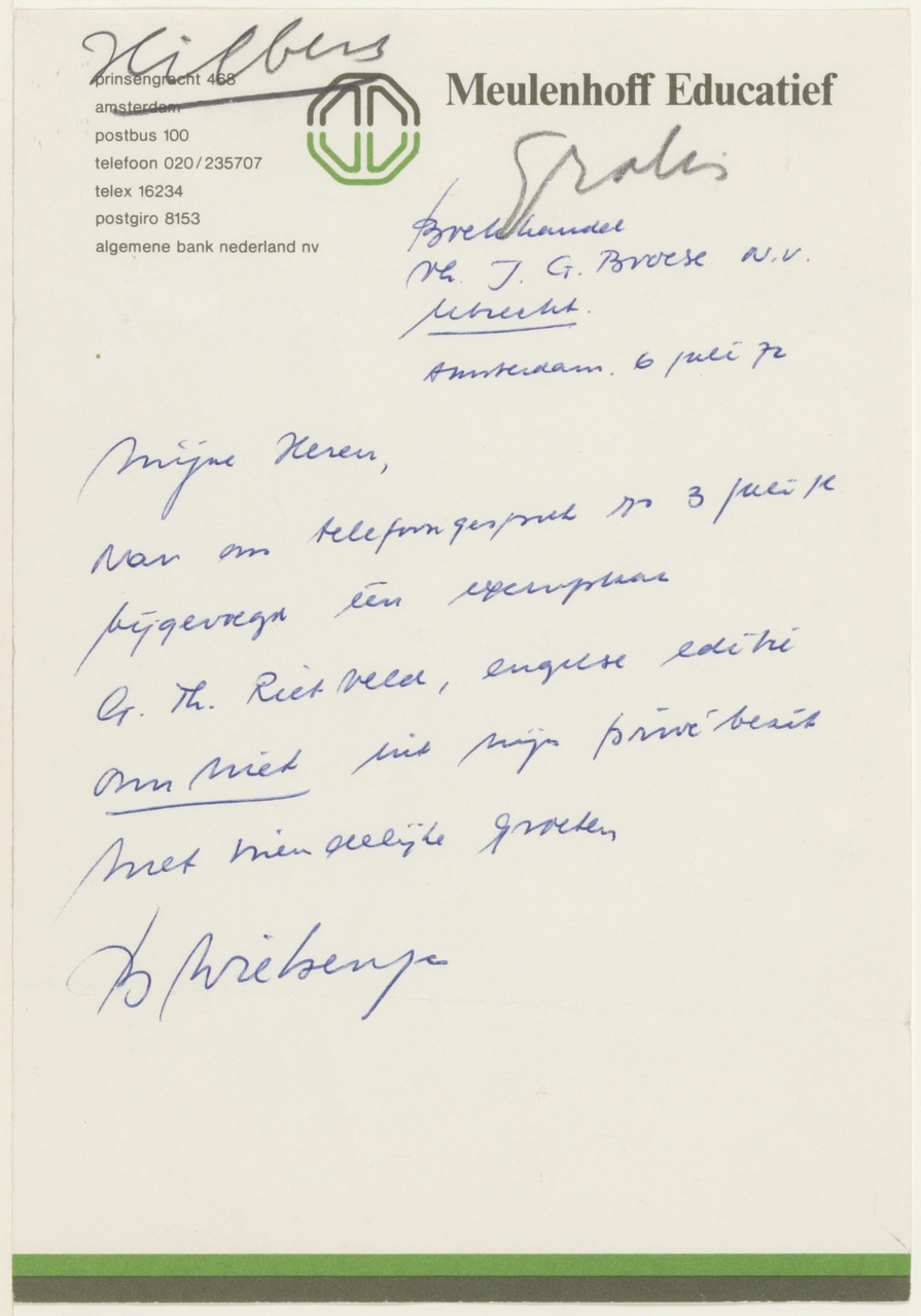 Brief van B. Wiebenga aan Broese N.V.