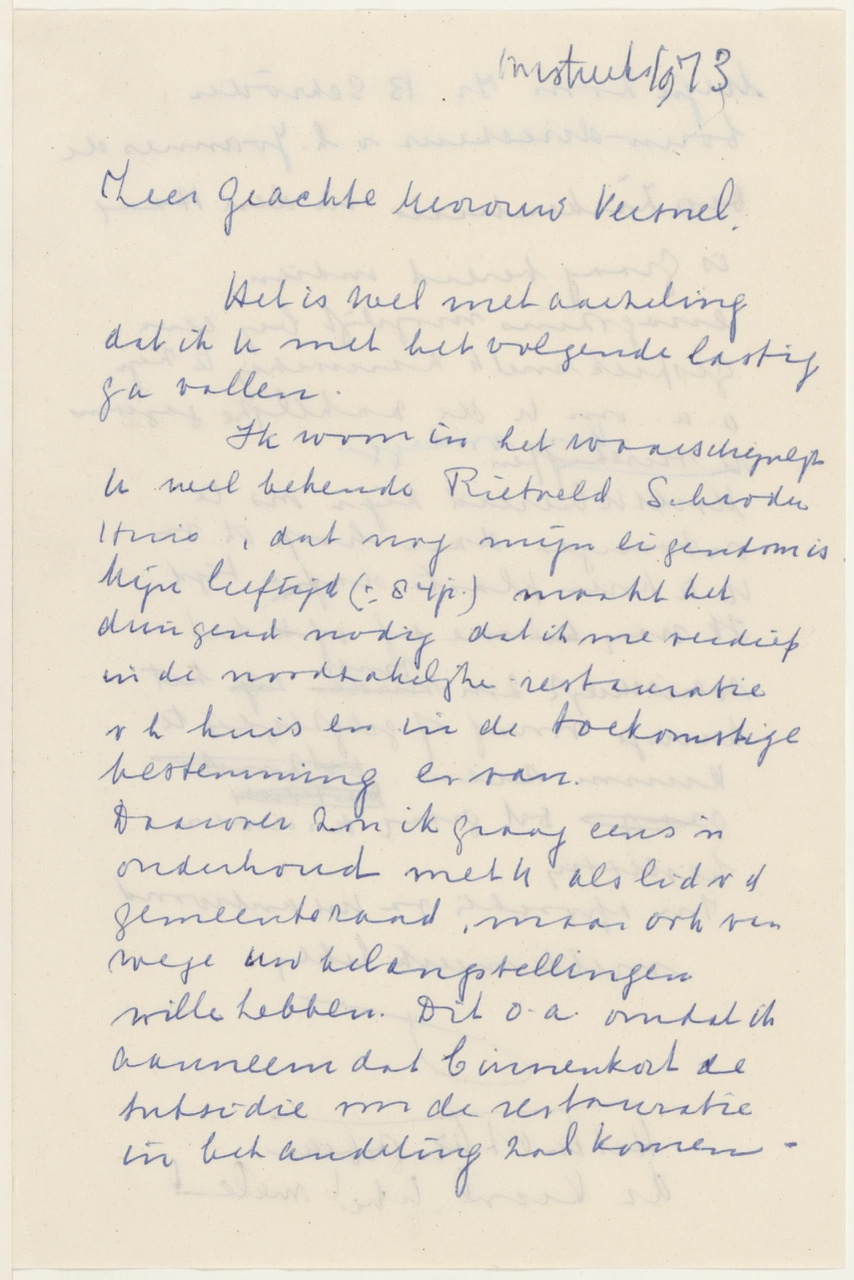Brief van T. Schröder aan Mw. Versnel