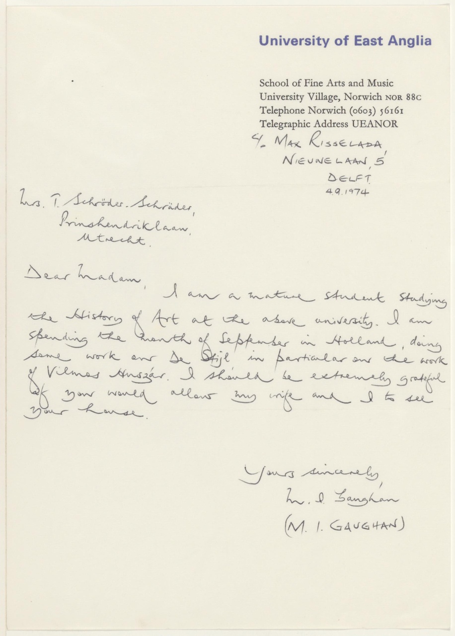 Brief van M.I. Gaughan aan T. Schröder
