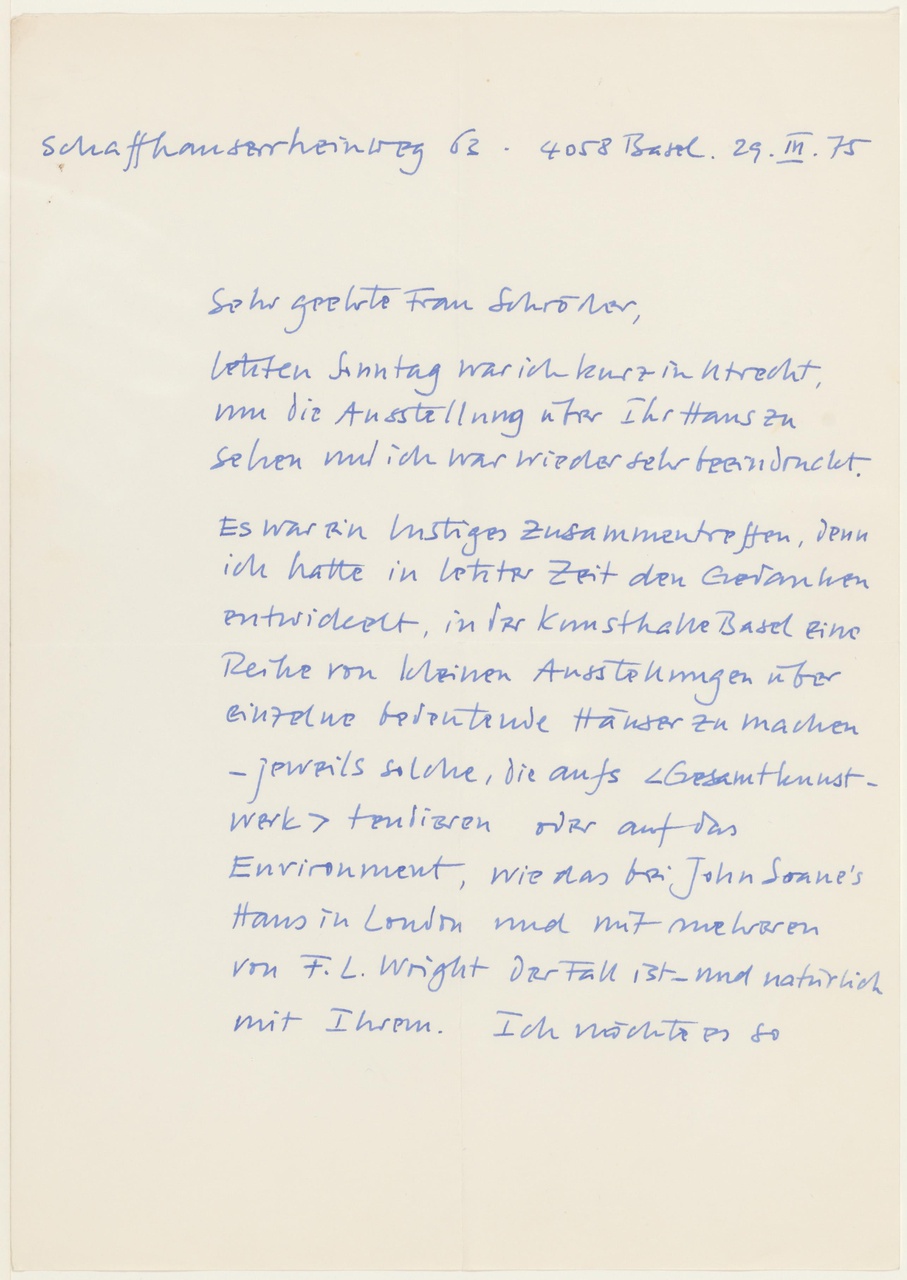 Brief van C. Huber aan T. Schröder