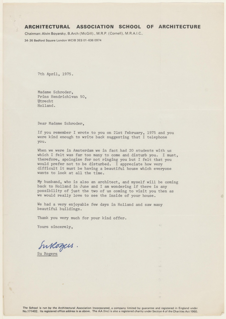 Brief van S. Rogers aan T. Schröder