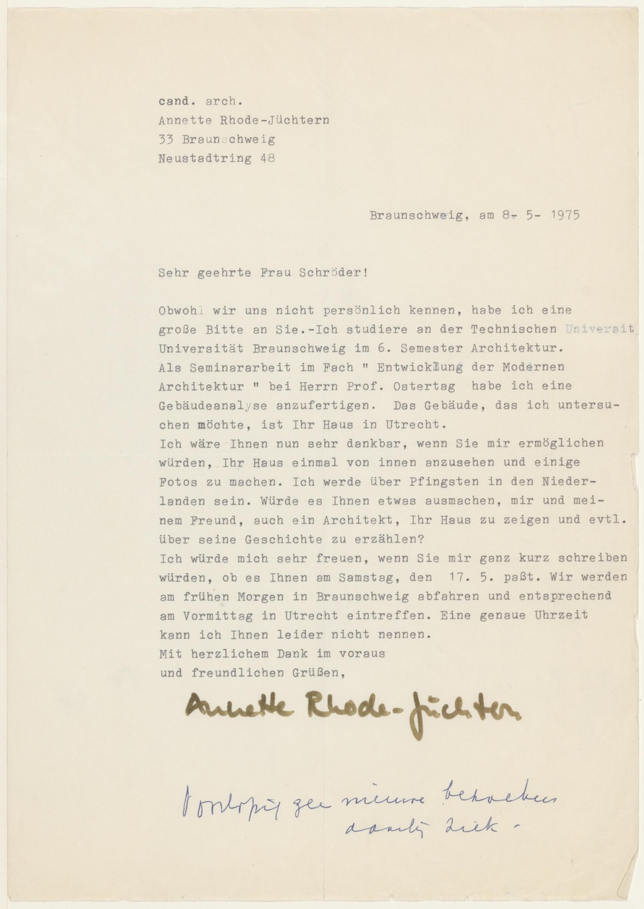 Brief van A. Rhode-Jüchtern aan T. Schröder
